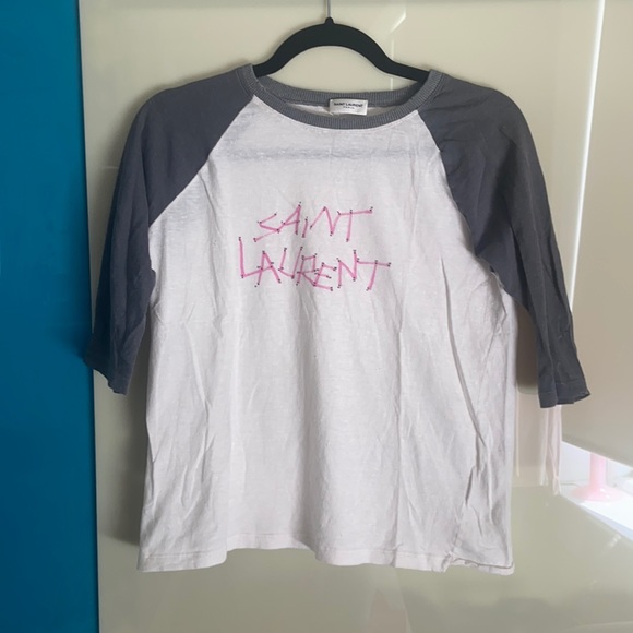 saint laurent baseball tee